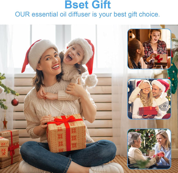 Essential Oil Diffuser Humidifier 2-in-1 Cool Mist Aromatherapy Diffuser with 7 Colors Night Lights Waterless Auto-Off Humidifier for Home Bedroom
