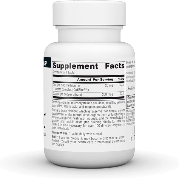 Source Naturals OptiZinc, Zinc Methionine Sulfate Complex - 60 Tablets 60 Count (Pack of 1)