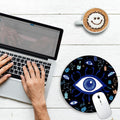 Gctriki Evil Eye Round Mouse Pads for Desk, Cute Small Mousepad for Laptop | Stitched Edge, Non-Slip Rubber Base, Travel, Evil Eye Home Desk Decor
