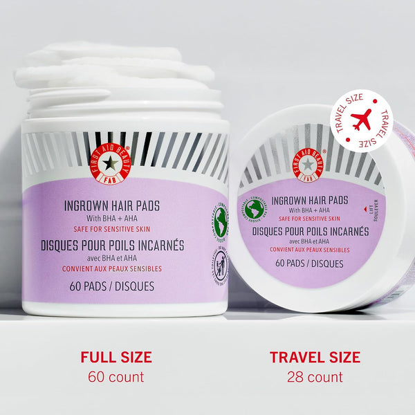 First Aid Beauty - Ingrown Hair Pads with BHA + AHA - Aftershave Treatment Pads to Help Prevent Razor Bumps for Men & Women - Exfoliate Underarms