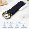 Exfoliating Back Scrubber with Handles, 38.5 Inch Double-Sided Back Exfoliator Body Scrub Towel, Exfoliating Washcloth Bath Tool for Use in