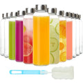 KEYWING 12Pack Glass Juice Bottles with Lids, 18Oz Clear Juicing Bottle with Reusable Glass, Leak Proof Water Bottles with Airtight Stainless