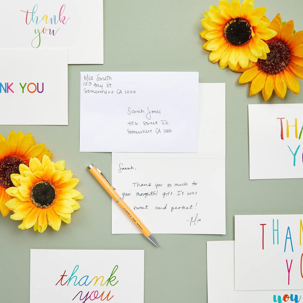 Juvale Thank You Cards with Envelopes - Bulk Blank Thank You Notes & Cards for Kids & Adults - 6 Assorted Rainbow Designs - White, 48 Pack, 4 x 6