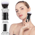 Retractable Kabuki Brush, Travel Powder Face Makeup Brushes | Portable Flawless Makeup Brush for Foundation, Blush, Bronzer, Buffing, Cruelty Free