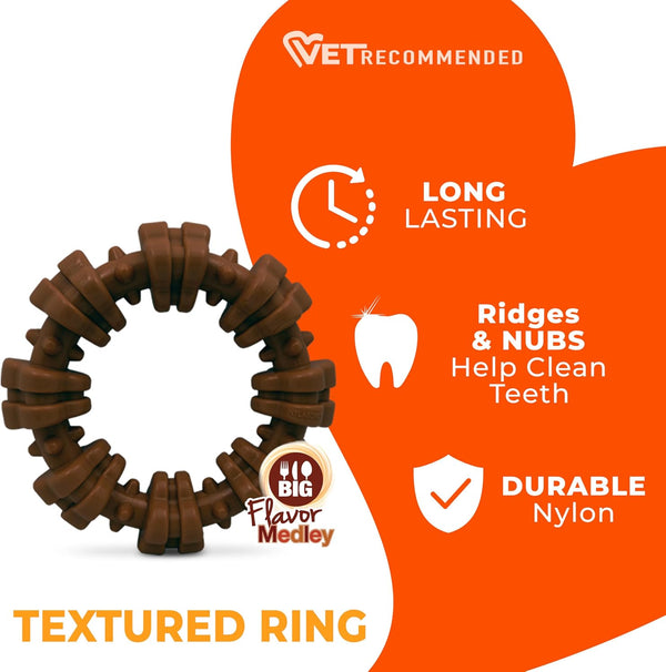 Nylabone Power Chew Textured Ring Dog Chew Toy, Flavor Medley, X-Large | Durable dog toys, long lasting, discourages destructive chewing,