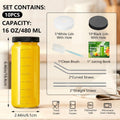 Ruckae 16oz 10 Pack Juice Bottles, Glass Bottles with Lids, Smoothie Cup Lids and Straws, Water Bottle Mason Jar Drinking Glasses for Juicing,