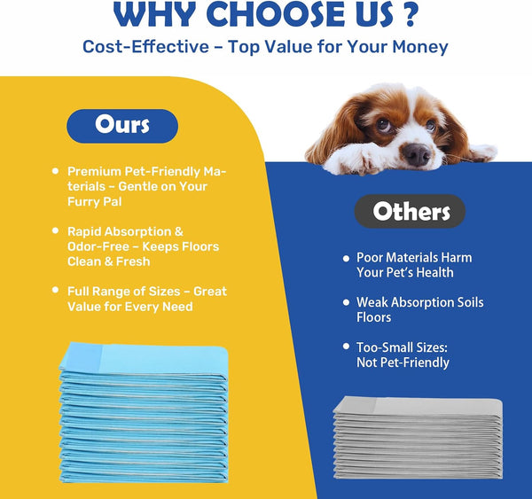 FluffyDream Super Absorbent Waterproof Dog and Puppy Pet Training Pad, Housebreaking Pet Pad,Blue (17.6"x23.6" (50PCS)) 17.6"x23.6"(50PCS)