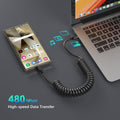 USB to USB C Cable Coiled Car Charger, C Charger Fast Charging Cord 3Ft for Carplay 60W 3A Retractable Auto USB a to USB C for Iphone 16 15 Galaxy