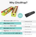 Chicwrap Veggies Refillable Plastic Wrap Dispenser - Includes 12" X 250' Roll Professional Grade Disposable Plastic Wrap - Reusable Dispenser
