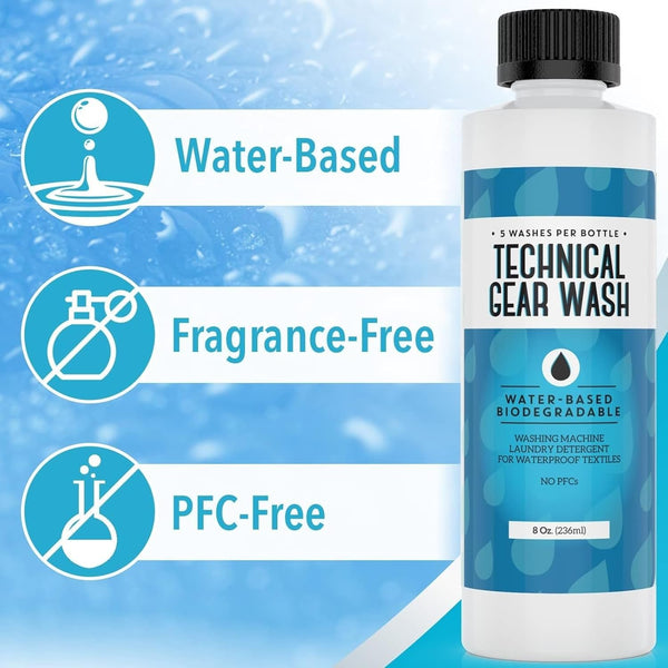 [5 Loads] Technical Gear Wash Performance Detergent for Renewed Clothing Appearance - Concentrated & Safe Jacket Detergent to Maintain DWR Gear -