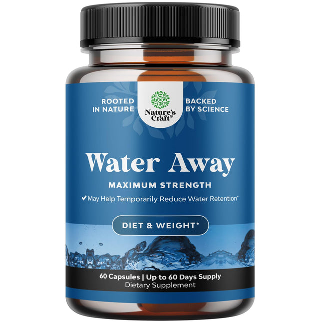 Water Away Herbal Diuretic Pills High Strength - Fluid Retention Supplement with