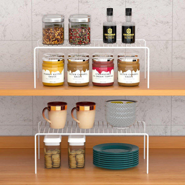 Cabinet Storage Shelf Rack Set of 2, Medium (13 X 9.4 Inch) Rustproof Metal Wire Kitchen Cabinet Organizer and Storage, Cupboard Spice Shelf Rack