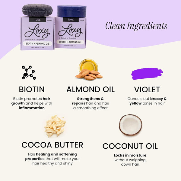 Naturel Toning Purple Shampoo and Conditioner Bar Set with Biotin for Blonde or Grey Hair, Shampoo Bar and Conditioner Bar for Blonde or Grey