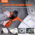 VEVOR Drain Auger 25Ft, Plumbing Snake with Drill Attachment, Plumbers Snake Drain Clog Remover for Kitchen Bathroom Shower Sink with Protective