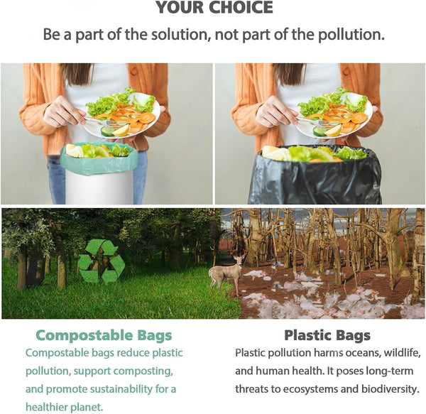 AYOTEE 2.6 Gallon Compostable Trash Bags 125 Count Fit 10 Liter Compost Bin | Unscented Small Trash Bags 2.6 Gallon Bathroom Wastebasket Can