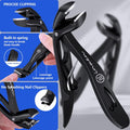 Toenail Clippers for Thick Nails for Seniors| INXEN 3-Pack Ergonomic Heavy Duty Angled Head Nail Clippers with Catcher | Premium Steel Wide
