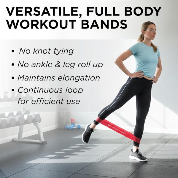 THERABAND Resistance Band Loop Set, Pack of 4, 12 Inch Band Loop Kit for Legs & Butt Workouts, Beginner to Advanced Levels for Exercise, Rehab,