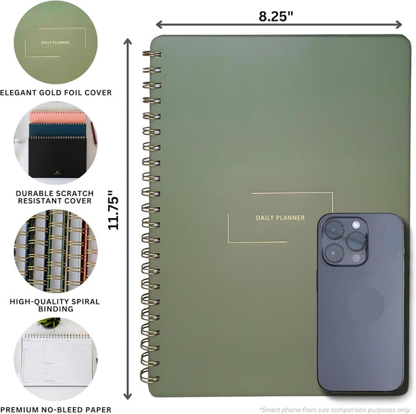 Undated Daily Planner | 8.25â X 11.75â to Do List Notebook | Work Productivity ADHD Organizer | Men and Women Planner | College Supplies |