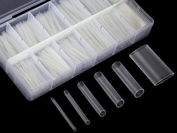 Ginsco 324 Pcs 6 Size φ1.5/2.5/3/5/6/10mm Clear Heat Shrink Tubing Cable Wrap Kit