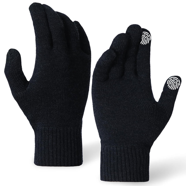 WANDER Gloves for Men Womens Lightweight Merino Wool Touchscreen Thermal Knit Ru