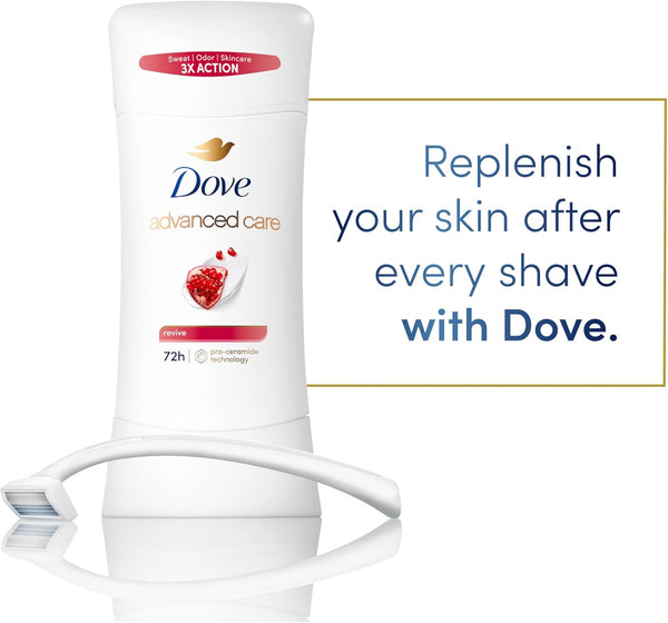 Dove Advanced Care Antiperspirant Deodorant Stick Revive to Help Skin Barrier Repair after Shaving by Boosting Skin'S Ceramide Levels 72 Hour Odor