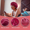 4PCS Silk Bonnet for Sleeping,Hair Wrap Satin Bonnets Shower Cap for Black Women Men, Elastic Wide Band Hair Bonnet Cap for Sleeping Curly