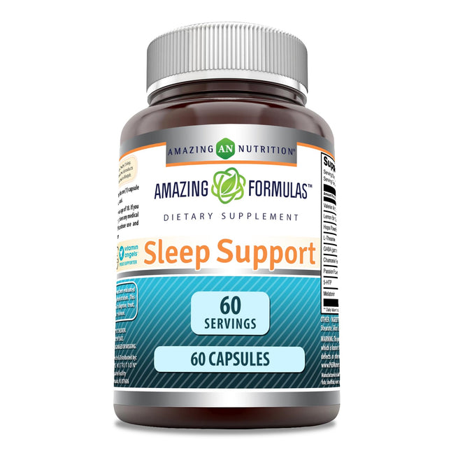 Amazing Formulas Sleep Support | Blend of Melatonin, Valerian Root, Chamomile Extract, GABA, 5-HTP, Theanine & More | 60