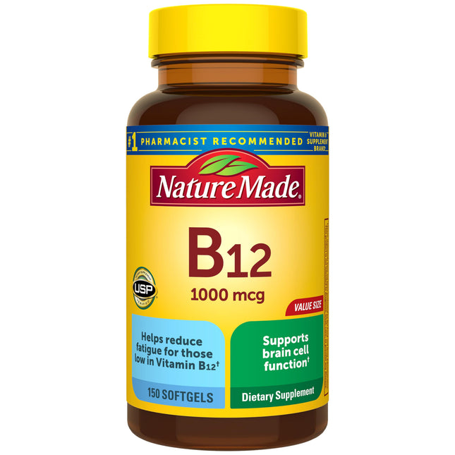 Nature Made Vitamin B12 1000 mcg, Dietary Supplement for Energy Metabolism Support, B12 Vitamins 1000 mcg, 150 Softgels,