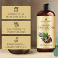 Handcraft Blends Organic Castor Oil - 16 Fl Oz - 100% Pure and Natural - Premium Grade Carrier Oil for Hair Growth, Eyelashes and Eyebrows - Hair