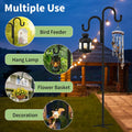 Double Shepherds Hooks for Outdoor, Bird Feeder Pole with 5 Prongs Base, Heavy Duty Garden Hook for Lantern, Wind Chime and Hummingbird Feeder, 45