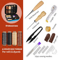 Leather Sewing Kit Leather Stitching Kit with Sewing Awl Waxed Thread Multicolor - Standard