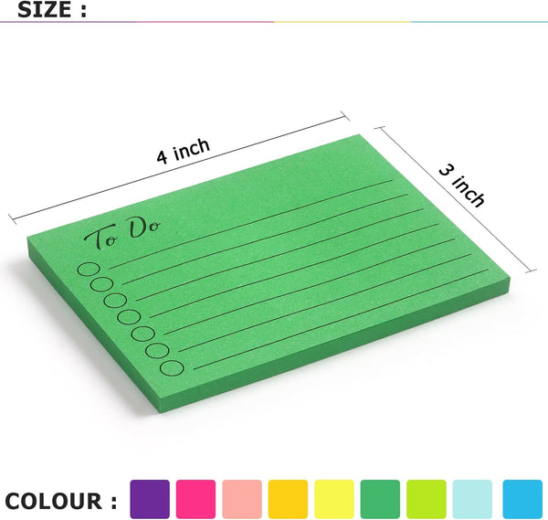Eastern Wolf 9 Pads to Do Lined Sticky Notes, 9 Bright Multi Colors Self-Stick Note Pads, 3x4 Inch with Line Adhesive Memo Sticky Notes Notepad,