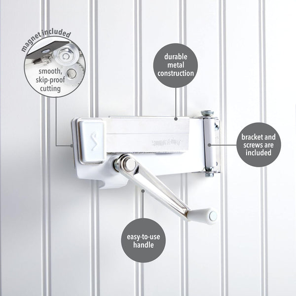 Swing-A-Way Wall Mount Can Opener with Magnet, 1-Pack, White