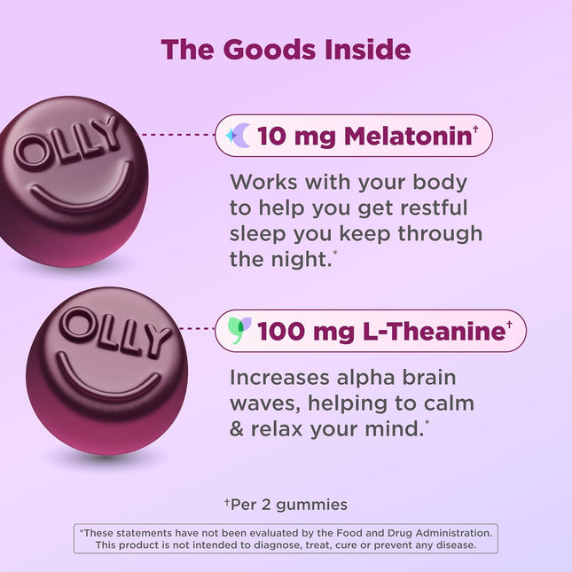OLLY Max Strength Sleep Gummy, 10Mg Melatonin, L-Theanine, Chamomile, Lemon Balm