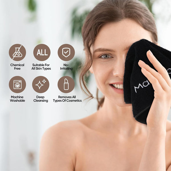 HOMEXCEL Makeup Remover Cloth 6 Pack,Premium Washable Soft 13X13 Inch Facial Cleansing Makeup Towels,Quick Dry Microfiber Face Towels Washcloths
