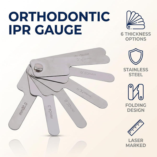 1Pc Silver Dental Orthodontic Interproximal Enamel Reduction Stainless Steel for Ipr Gauge Ruler 0.1-0.5 Mm, Metric and Imperial Measuring Tool,