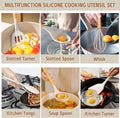 Umite Chef Kitchen Cooking Utensils Set, 33 pcs Non-Stick Silicone Cooking Kitchen Utensils Spatula Set with Holder, Wooden Handle Silicone