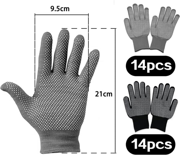 14 Pair Work Gloves with Grip Gloves for Men Womens, Safety Working Gloves | Anti-slip Knitted Nylon Cloth Gloves, Dot Grip Glove Liners Moving