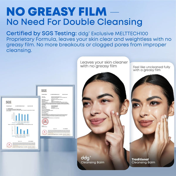 ddg Cleansing Balm Makeup Remover for Sensitive Skin,Eye Makeup Remover & Facial Cleanser for Waterproof Makeup Removal,Vegan Plant