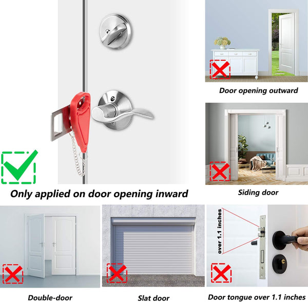 AceMining Portable Door Lock Home Security Door Lock Travel Lockdown Locks for Additional Safety and Privacy Perfect for Traveling Hotel Home