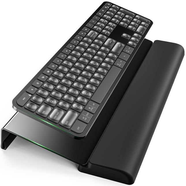 3 in 1 Keyboard Stand W/Wrist Rest and Storage Tray - Klearlook [Ultra Comfortable] PU Leather Wrist Pad & Acrylic Keybo