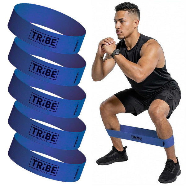 Tribe Lifting Fabric Resistance Bands for Working Out - 5 Exercise Bands Set for Legs and Glutes - Booty Bands for Women and Men - Thick Cloth