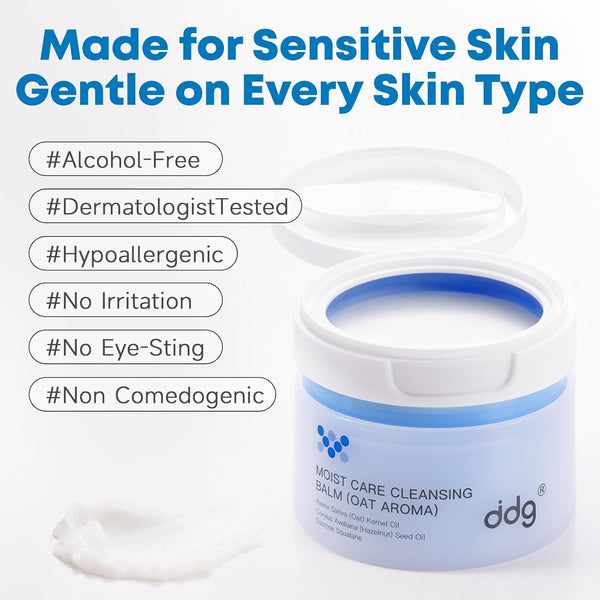 ddg Cleansing Balm Makeup Remover for Sensitive Skin,Eye Makeup Remover & Facial Cleanser for Waterproof Makeup Removal,Vegan Plant