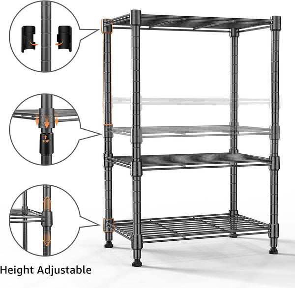 M MZG 450 lbs Steel Storage Shelving 3-Tier Utility Shelving Unit Steel Organizer Wire Rack for Home,Kitchen,Office (11.8" D x 17.7" W x 26.3" H)