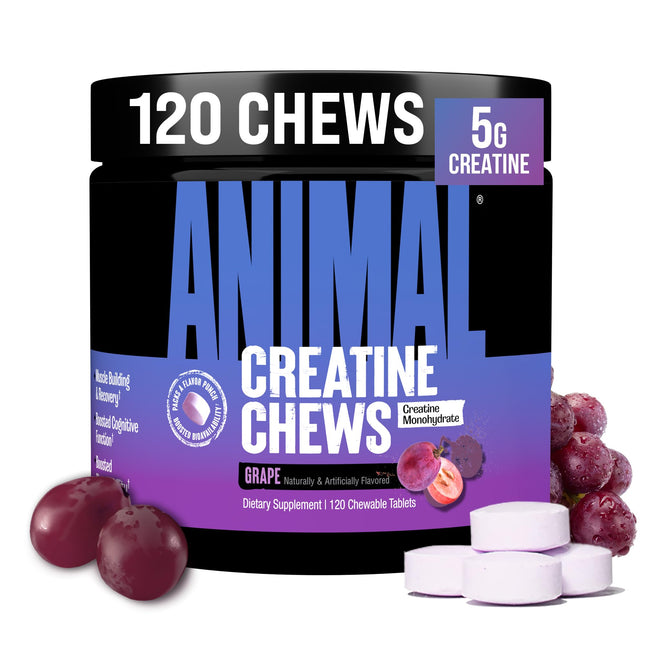 Animal Creatine Chews Tablets - Enhanced Creatine Monohydrate with Astragin to Improve Absorption, Sea Salt for Added Pu