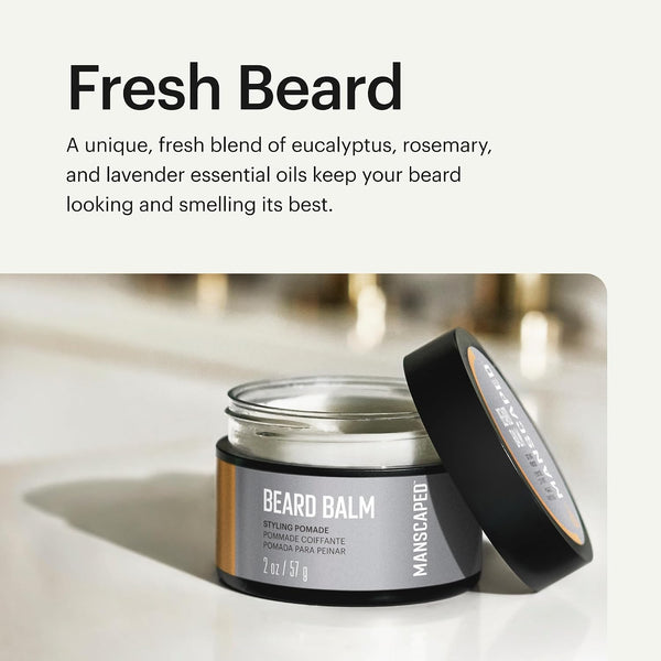MANSCAPED® Beard Balm, Styling Pomade with Shea Butter, Coconut Oil & Beeswax - Moisturizes, Softens, Strengthens & Shines Beards, Mustaches &