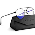 ANYLUV Blue Light Glasses for Men, Circular Frame Single Brow Bridge Design Campus Style Glasses Anti Eyestrain for Screen (Everyday Protection)