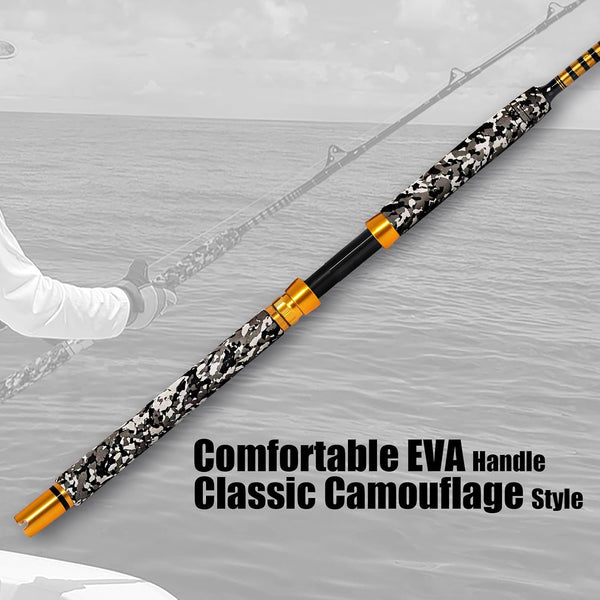 Fiblink 1-Piece Saltwater Offshore Trolling Rod 6-Feet Big Game Rod Conventional Boat Fishing Pole 6' - 1pc - 50-80lbs Straight