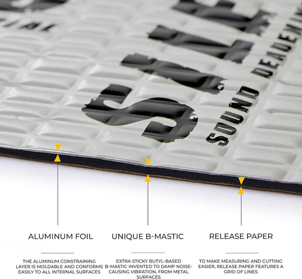 Siless 80 mil 5 sqft Car Sound Deadening mat - Butyl Automotive Sound Deadener - Noise Insulation and Vibration Dampening Material
