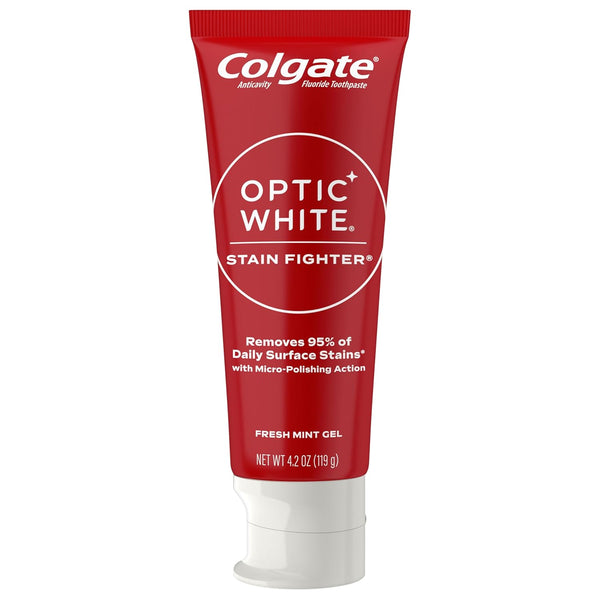 Colgate Optic White Stain Fighter Teeth Whitening Toothpaste, Anticavity Fluoride Toothpaste for Whitening Teeth, Helps Remove Daily Surface
